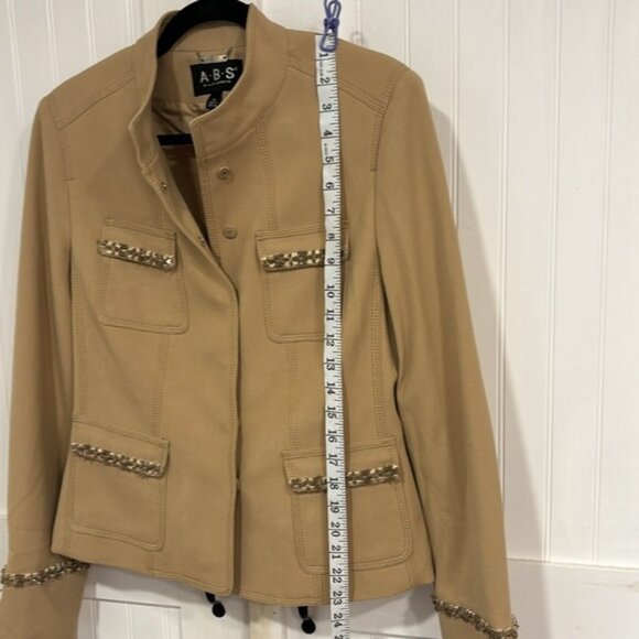 A.B.S by Allen Schwartz: 4 pockets, Fringe pockets & cuffs, lined jacket size 10 - Picture 5 of 10